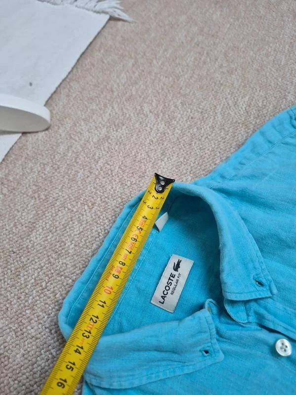 Lacoste Chemise Lin Bleu Turquoise FR 41 L – photo 11